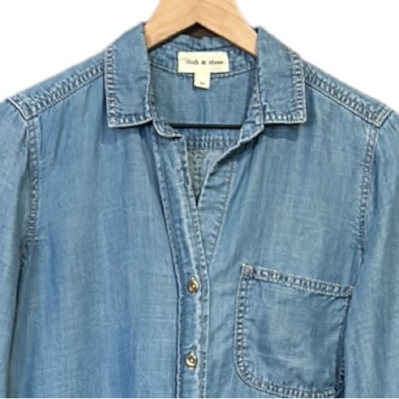 Cloth & Stone Tencel 3/4 Sleeve Button Down Tunic Top  XS - Picture 6 of 9